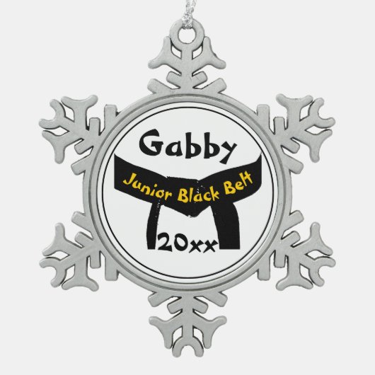 Martiale Kunst Junior Black Belt gedateerd Tin Sneeuwvlok Ornament (Voorkant)