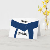 Martiale kunsten Dark Blue Belt Birthday Kaart (Gele Bloem)