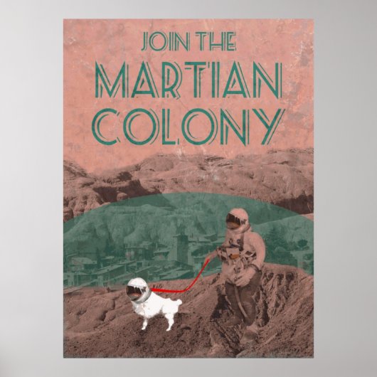 Martian Colony Futuristic Advertisement Poster (Voorkant)