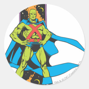 Martian Manhunter & Space Backdrop Ronde Sticker