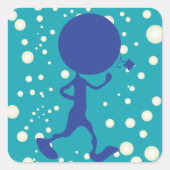 Martian Portant Un Sticker Carré Fleur (Devant)