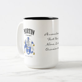 Martin Family Crest, Vertaling & Betekenis Tweekleurige Koffiemok