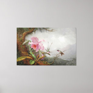 MARTIN JOHNSON HEADE - Kolibries en Orchideeën - Canvas Afdruk