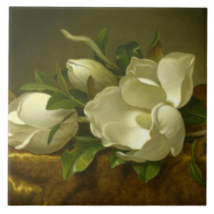 Martin Johnson Heade - Magnolias op Gold Velvet Tegeltje