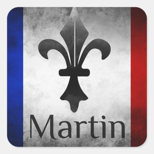 Martin Name with French Flag Vierkante Sticker (Voorkant)