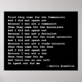 Martin Niemöller Quote Poster (Voorkant)