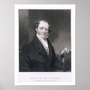 Martin Van Buren, gegraveerd door E. Wellmore (gra Poster