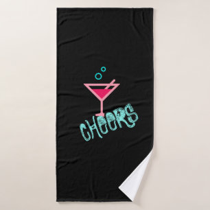 Martini - Alcohol Drink Pop Art, Roze & Turquoise Badhanddoek