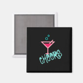 Martini - Alcohol Drink Pop Art, Roze & Turquoise Magneet (Voorkant / Achterkant)