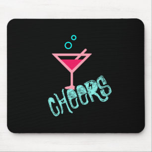 Martini - Alcohol Drink Pop Art, Roze & Turquoise Muismat