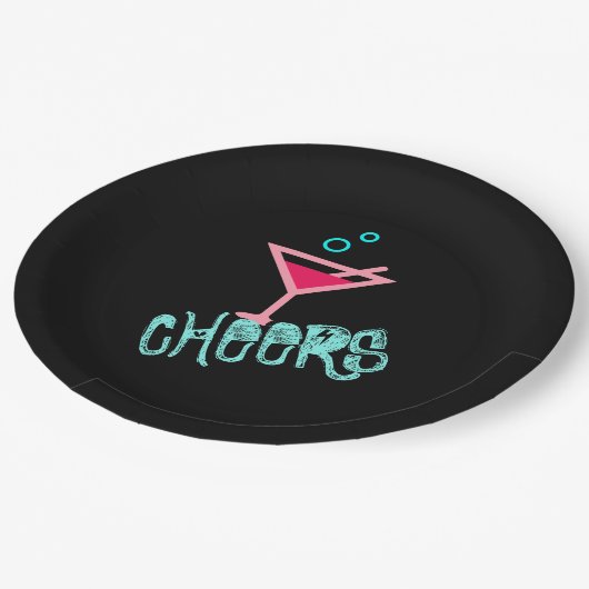 Martini - Alcohol Drink Pop Art, Roze & Turquoise Papieren Bordje (Gekanteld)