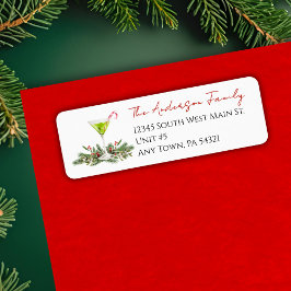 Martini and Mistletoe Festive Christmas Mailing Etiket