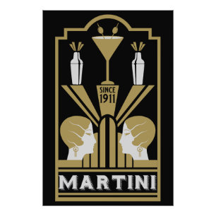 Martini Art Deco Art Foto Afdruk