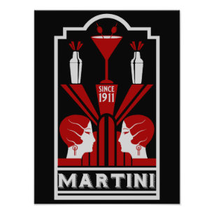Martini Art Deco Foto Afdruk