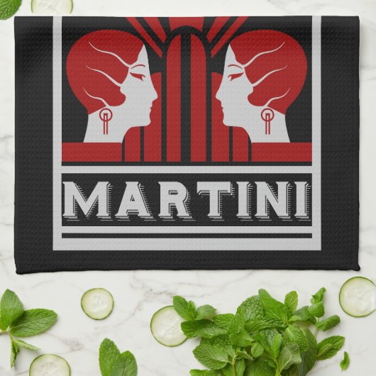  Martini Art Deco Theedoek (Gevouwen)