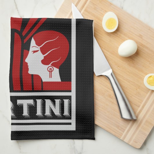  Martini Art Deco Theedoek (Quarter Fold)