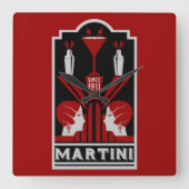  Martini Art Deco Vierkante Klok (Voorkant)
