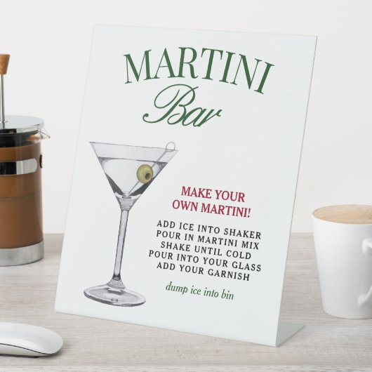 Martini Bar Groen & Rood Classy Reclamebord Met Voetstuk (Insitu)