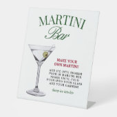 Martini Bar Groen & Rood Classy Reclamebord Met Voetstuk (Voorkant)