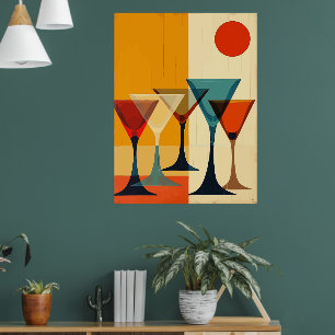 Martini Bar Mid Century Modern Vector Kunst Poster
