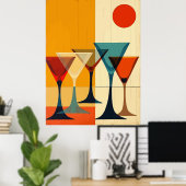 Martini Bar Mid Century Modern Vector Kunst Poster (Thuiskantoor)