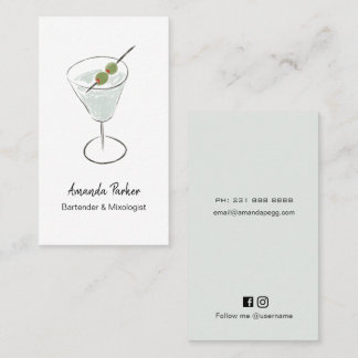 Martini bartender, Mixoloog  Visitekaartje