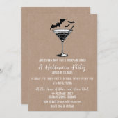 Martini Bats Halloween Feest Kaart (Voorkant / Achterkant)