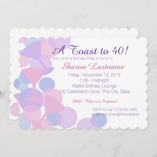 Martini Bubbles Party Invitation (Devant / Derrière)