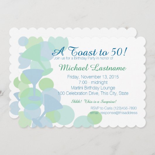 Martini Bubbles Party Invitation (Devant / Derrière)