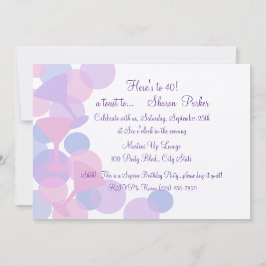 Martini Bubbles Party Invitation (Devant)