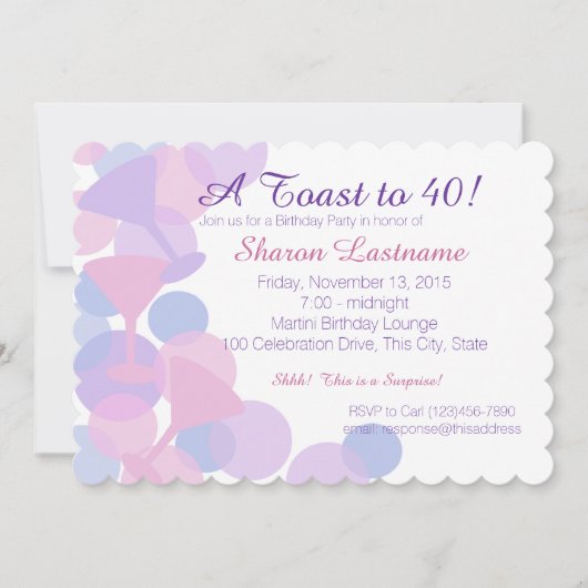 Martini Bubbles Party Uitnodiging (Voorkant)