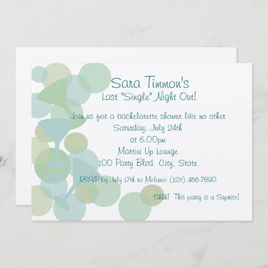 Martini Bubbles uitnodiging (Voorkant / Achterkant)