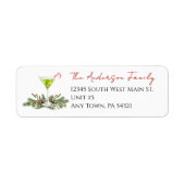 Martini Candy Cane Cocktail Kerst Verzending Etiket (Voorkant)