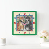 Martini Cats Square Wall klok (Huis)