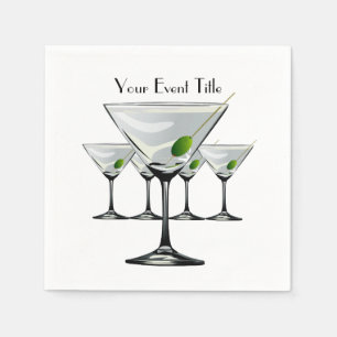 Martini Cockatls Party Event White Napkin Servet