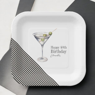 Martini Cocktail 40e Verjaardagsfeestje Papier Bor Papieren Bordje