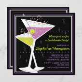 Martini Cocktail Bachelorette Party Invitation (Devant / Derrière)