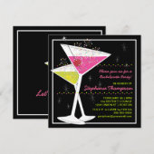 Martini Cocktail Bachelorette Party Invitation Kaart (Voorkant / Achterkant)