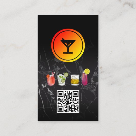 Martini Cocktail Logo | QR-code Visitekaartje (Voorkant)