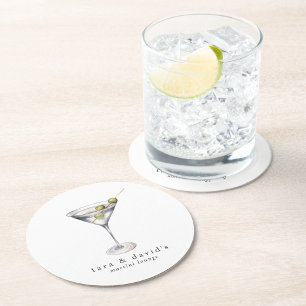 Martini Cocktail Lounge met uw naam Vierkante Kartonnen Onderzetter