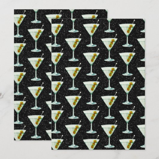 Martini Cocktail Pattern Kaart (Voorkant / Achterkant)