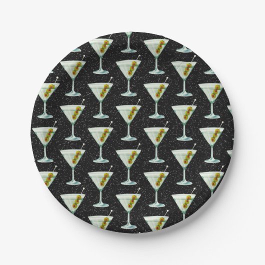 Martini Cocktail Pattern Papieren Bordje (Voorkant)