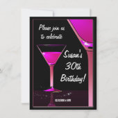 Martini Cocktail Pink Birthday Party Kaart (Voorkant)