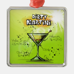 Martini Cocktail Recipe Metalen Ornament