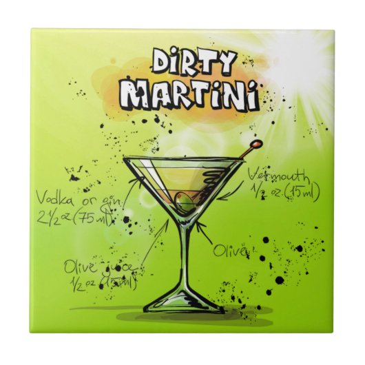 Martini Cocktail Recipe Tegeltje (Voorkant)