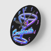 Martini cocktail retro neon look bord vintage bar ronde klok (Hoek)