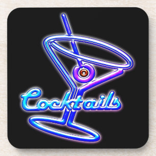 Martini cocktail retro neon sign  bar bier onderzetter