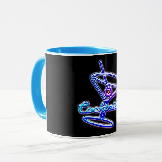 Martini cocktail retro neon sign bar mok (Voorkant links)