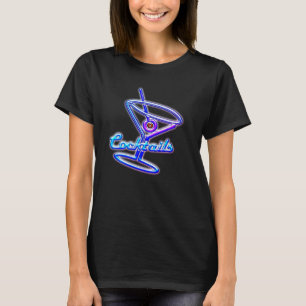 Martini cocktail retro neon sign bar t-shirt