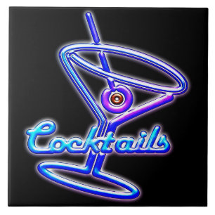 Martini cocktail retro neon sign  bar tegeltje